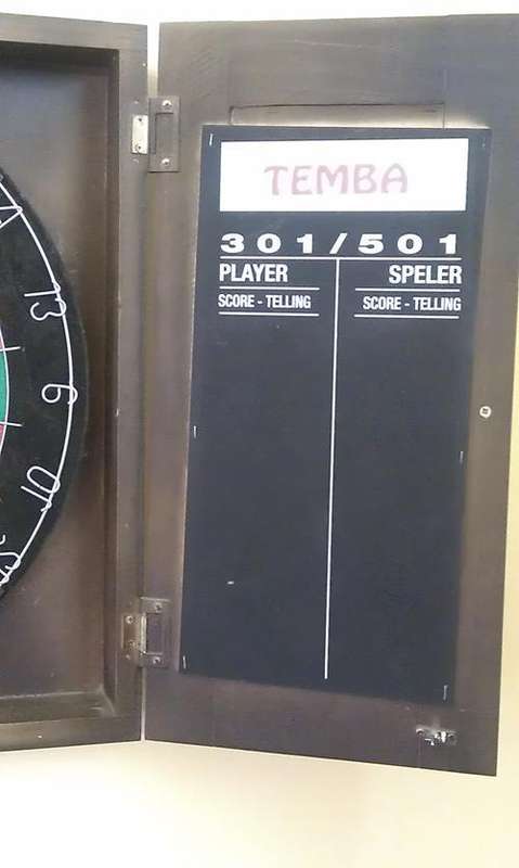 unicorn dart board with cabinet and darts