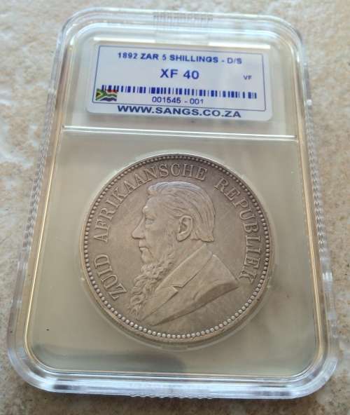 1892 double shaft 5 shillings SANGS XF 40