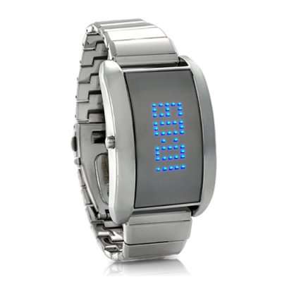 Blue Fiction Metal Alloy LED Watch with Scrolling Text