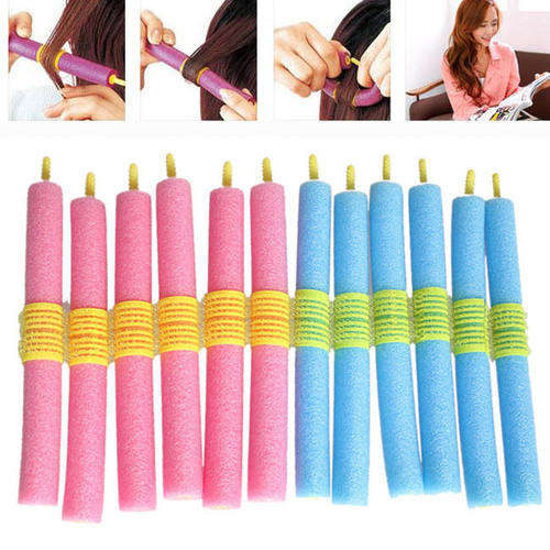 NEW 12PCS Soft Twist Anion Soft Foam Bendy Hair Rollers Curlers Cling Strip