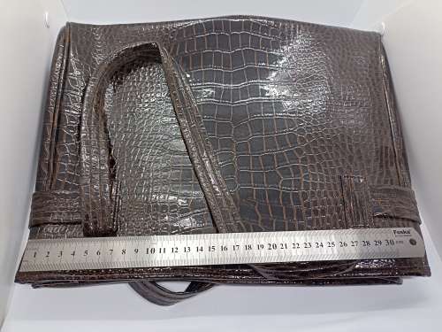 Handbag : Brown Imitation Leather snake skin