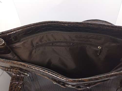 Handbag : Brown Imitation Leather snake skin