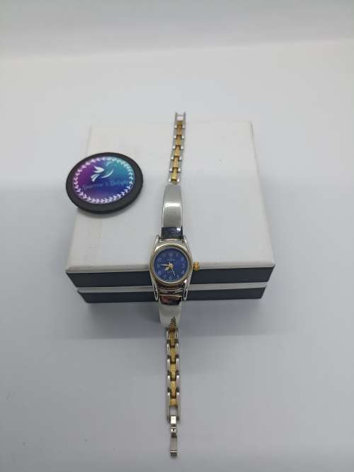 Watch Ladies  2-tone strap (silver and gold) with blue face