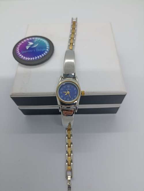 Watch Ladies  2-tone strap (silver and gold) with blue face