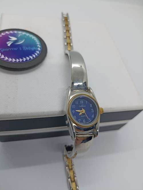 Watch Ladies  2-tone strap (silver and gold) with blue face