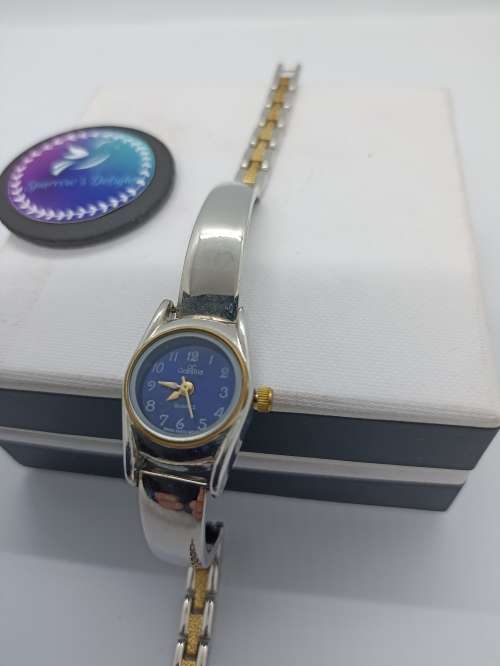 Watch Ladies  2-tone strap (silver and gold) with blue face
