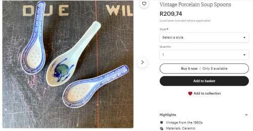 VINTAGE : Vintage Porcelain Soup Spoons (set of 6)
