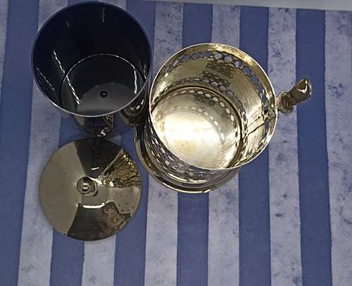 VINTAGE (NEVER USED) : Stunning silver-tone sugar storage canister with liner and spoon