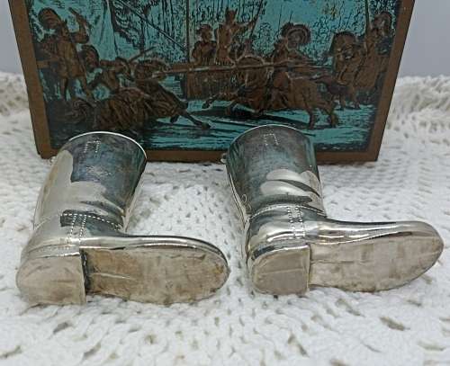 VINTAGE :  Spirit Measures : Silver Plated GRENADIER Riding Boots