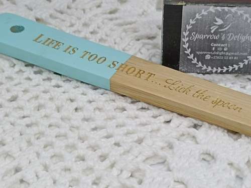 NEW : Wooden Spoon : `Life is too short - lick the spoon`