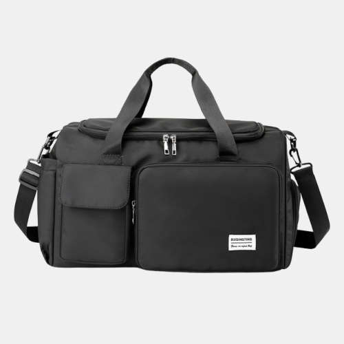 Dry and Wet Separation Sports Gym Bag Duffle Bag with Shoes Compartment - Black