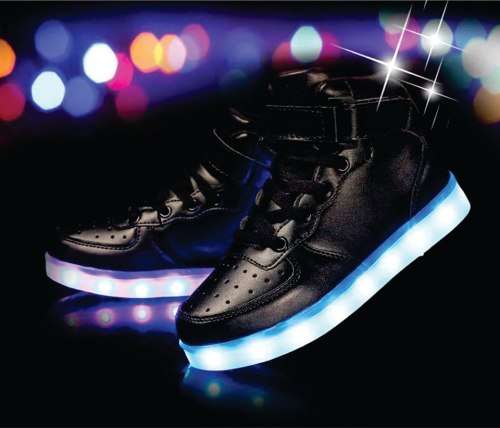 Childrens Colorful Hi-Cut LED Lights Rechargeable Sneakers-Small Size-Size 5