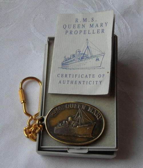 R.M.S. QUEEN MARY KEY RING MADE  FROM THE PROPELLER OF THE SHIP