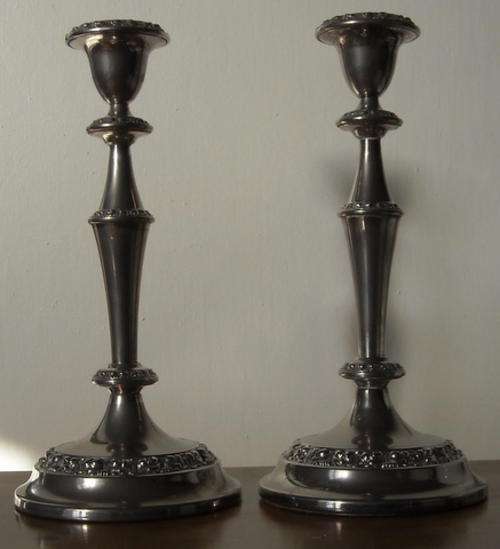 LOVELY PAIR OF SILVERPLATED TALL CANDLESTICKS