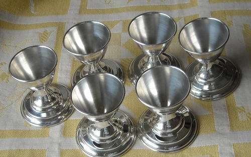 SIX YEOMAN SILVER PLATED EGG CUPS