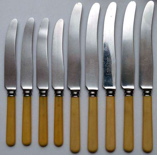 9 Vintage Joseph Rodgers Genuine Bone-Handled Knives