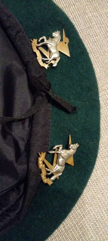 SADF TIFFIE BERET WITH SPARE TIFFIE BERET BADGE.