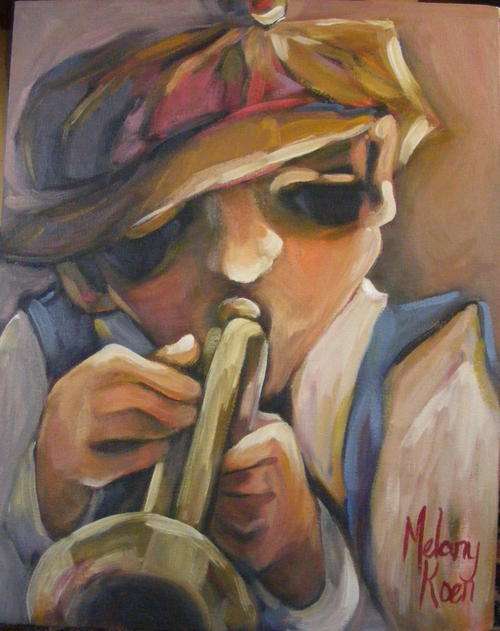 The Trumpeter! 370x 470x44 mm  Can be hung as is! Melany Koen