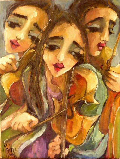 Violin Trio! 545x600x44 mm Can be hung as is! Melany Koen