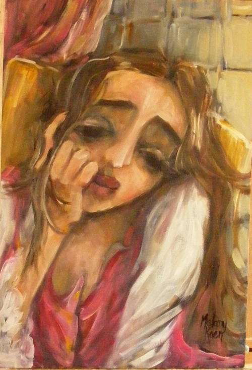 Contemplating  400x600x44 mm Can be hung as is!  Melany Koen