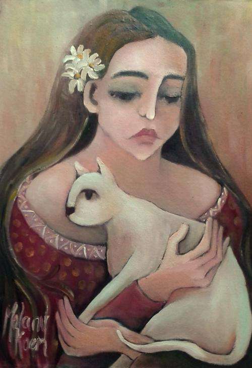 Daisies and the Cat! 620x440 mm Melany Koen