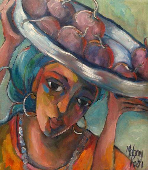 Buying Allium Cepas at the market! 400x450 mm Melany Koen