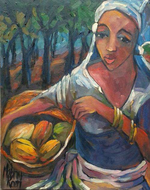 Papaya in a basket! 400x520 mm Melany Koen