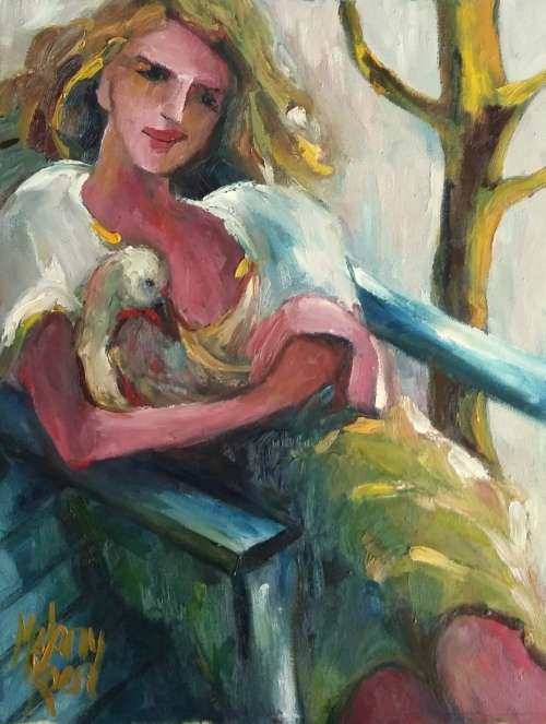 Bird on my lap! 330 x 430 mm Melany Koen