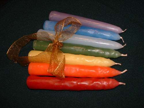 4hr Hand Dipped Taper Candle - Chakra (pack of 7)
