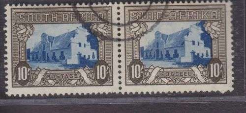 1933-48 ++ "DEF ISSUE - HYPHENATED" ++ 10s BLUE & SEPIA ++ FU - SEE SCANS BELOW ++ SACC 63