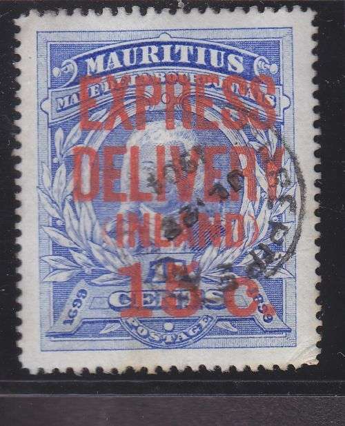 MAURITIUS ++ 1903 ++ OVPT "EXPRESS DILIVERY 15c ON 15c" ++ FU ++ SEE SCAN BELOW ++ SG E3