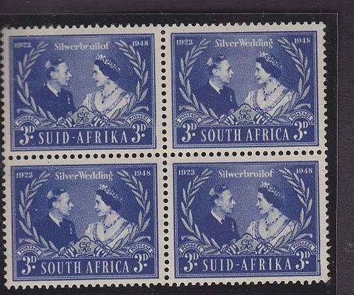 1948 ++ "SILVER WEDDING" ++ BLOCK OF 4 ++ MNH ++ SACC 124