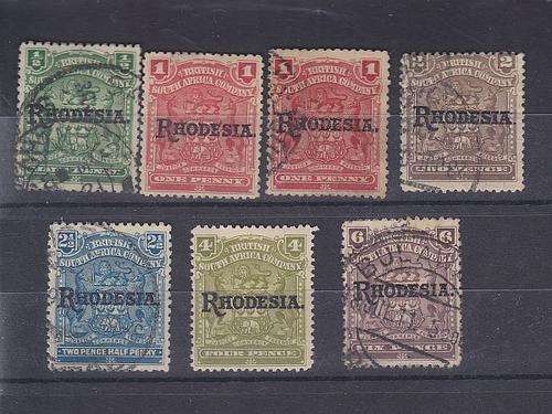 1909 ++ "RHODESIA" OVPT ++ SHORT SET 1/2d - 6d ++ FU - MINT (NO GUM) ++ SACC 95-102 (SEE BELOW)