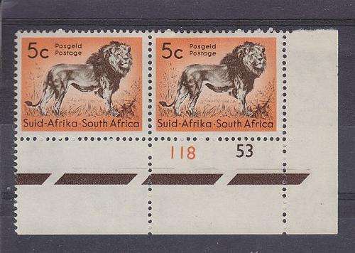 1961 ++ 5c "LION" ++ MARG PAIR WITH CYL NO - SEE BELOW ++ MNH ++ SACC 190