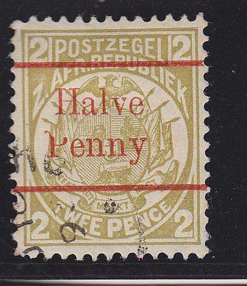 1893 ++ SURCHARGE "HALVE PENNY" ON 2d (12 1/2mm) & (VAR - SEE "P" BELOW ++ VFU ++ SACC 200