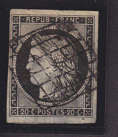 1849 ++ IMPER "CERES" ++ 20c BLACK ++ FU ++ SG 6 (SIMPL)