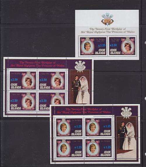 1982 ++ "21st BIRTHDAY - PRINCESS OF WALES ++ 2 x SHEETS & 1 x MIN SHEET ++ SG 833,836 & MS 837