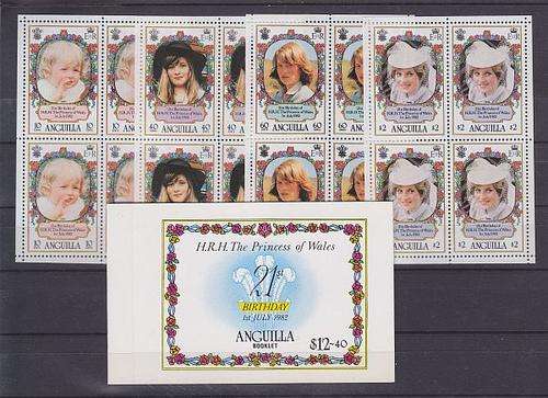ANGUILLA + 1982 + "21st BIRTHDAY OF THE PRINCESS OF WALES" + EXP BOOKLET ++ SG 507, 509-11 SEE BELOW
