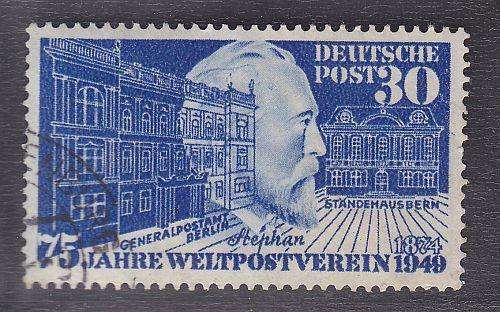 1949 ++ "75th ANNIV OF U.P.U." ++ 30pf BLUE ++ VFU ++ SG 1038