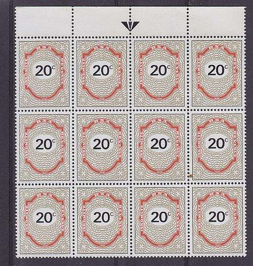 REVENUE ++ 1999 ++ 20c PINK & GOLD ++ ARROW BLOCK OF 12 ++ MNH ++ BT 153