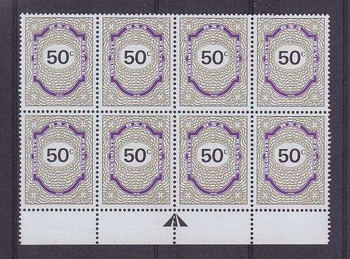 REVENUE ++ 2002 ++ 50c PURPLE & GOLD ++ ARROW BLOCK OF 8 ++ MNH ++ BT 156