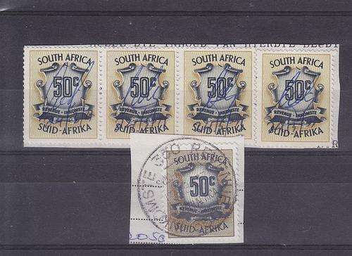 REVENUE ++ 1968-78 ++ 50c x 5 ON PIECE ++ SEE SHADES BELOW ++ FU ++ BT 137