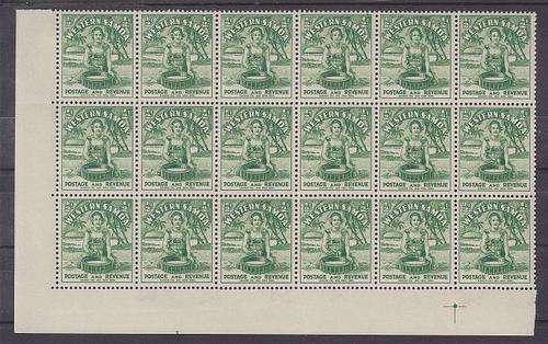 1935 ++ 1/2d GREEN (SAMOAN GIRL) ++ MARG BLOCK OF 18 ++ MNH ++ SG 180