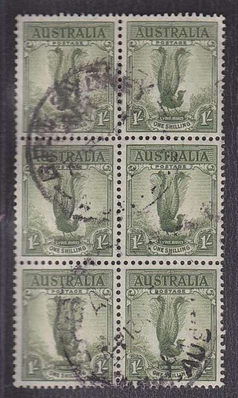1937 ++ DEF ISSUE ++ 1s GREY-GREEN ++ BLOCK OF 6 ++ FU ++ SG 192