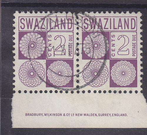 1971 ++ "POSTAGE DUE" ++ 2c PURPLE ++ IMPRINT PAIR - VFU - SEE BELOW ++ SG D 14