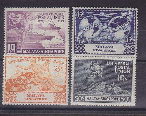 SINGAPORE ++ 1949 ++ "U.P.U." ++ SET OF 4 ++ MHL ++ SG 33-36