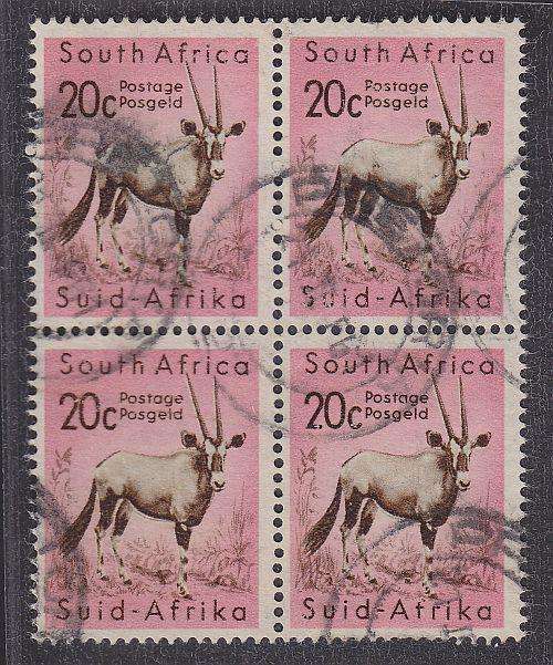1961 ++ 20c "GEMSBOK" ++ BLOCK OF 4 ++ FU ++ SACC 194