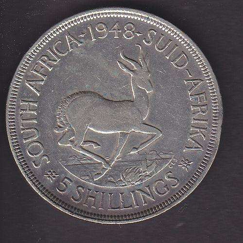 1948 ++ KG VI ++ 5s SILVER CROWN ++ VFU ++ SEE SCANS BELOW FOR GRADING ++
