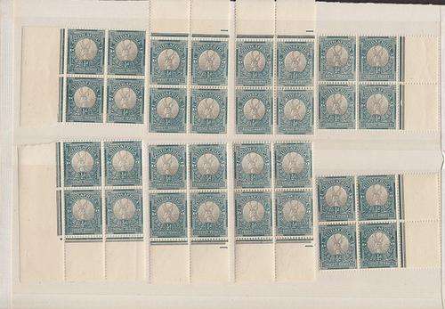 1930-45 ++ 1/2d GREY & GREEN ++ VAR MARG & CNR BLOCKS OF 4 - SEE BELOW ++ MNH ++ SACC 42f