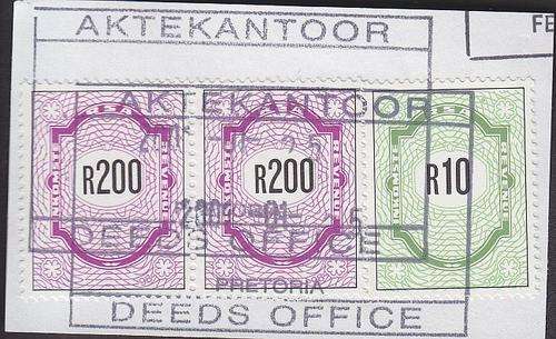 REVENUE ++ 1998 - R200 x 2 & 1999 - R10 x1 ++ ON PIECE ++ FU DEEDS OFFICE ++ BT 160 & 164